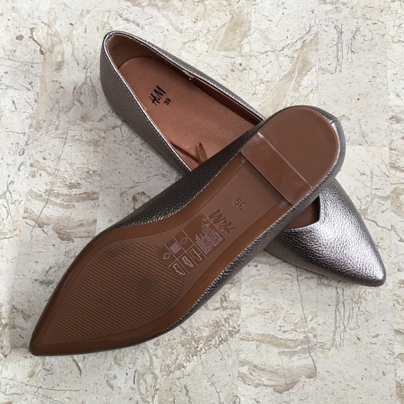 Pointy Toe Metallic Ballerina Flat by H&M Size 8.5 - Picture 6 of 8